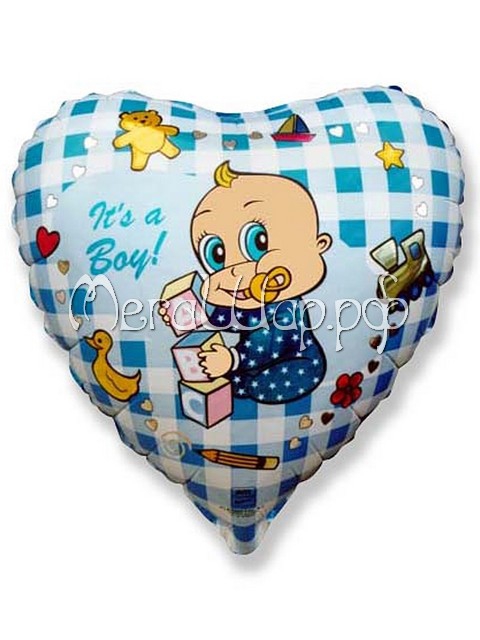 Фольгированный шар Сердце на выписку мальчика